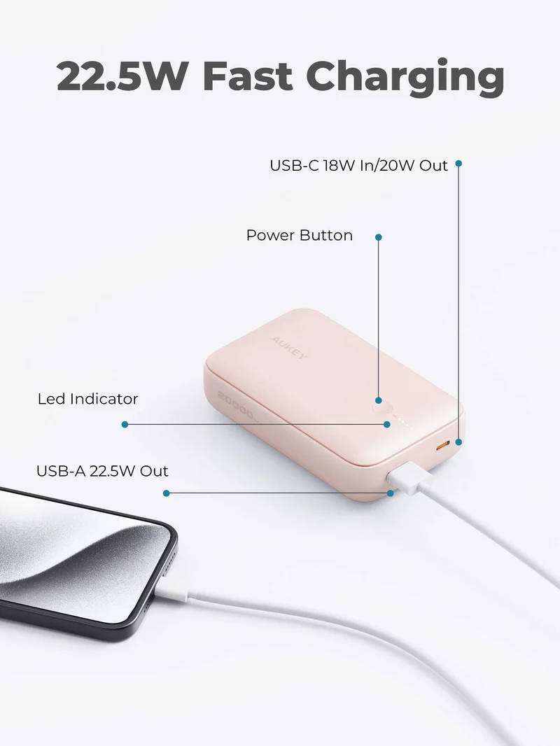  AUKEY Spark Mini 20000mAh Compact Fast Charging Power Bank